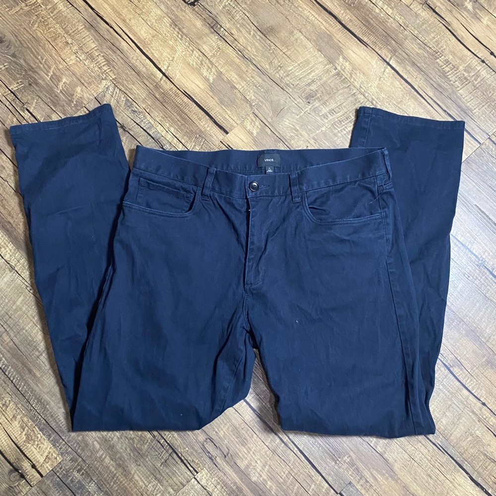 Vince Pants Mens 34x29 Blue Straight Cotton Classic Chino Trouser Casual